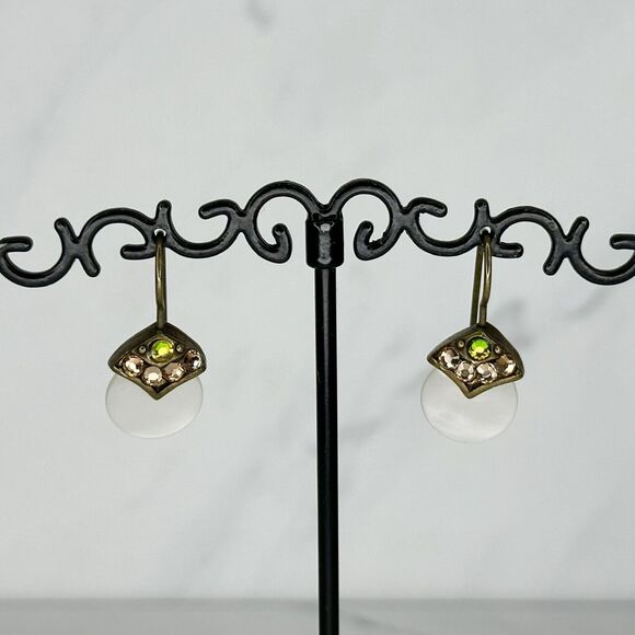 Chico's Gold Tone Rhinestone Dangle Earrings Pierced Pair - Picture 10 of 12